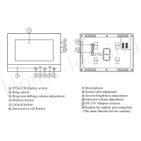 Home-Locking binnen bedieningspaneel 9" voor deur videofoon 4 draads.DT-1114